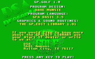 GP Golf atari screenshot
